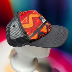 🍄QUIKSILVER Logo Patch Mesh Snapback Truckers Baseball Cap